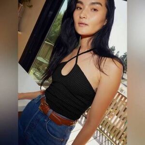 NATION LTD kitty halter top black small